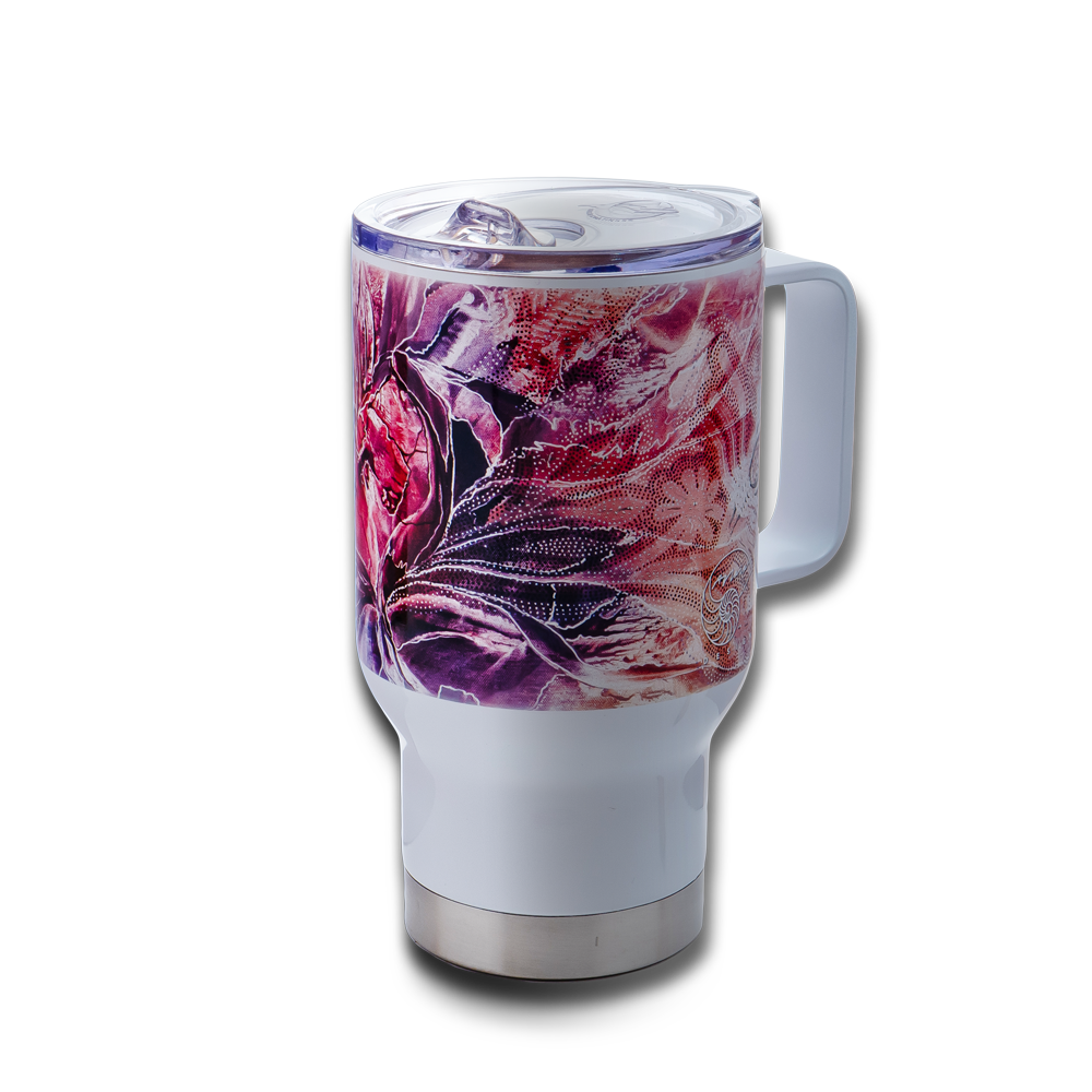 Bílý termohrnek - Panna Marie